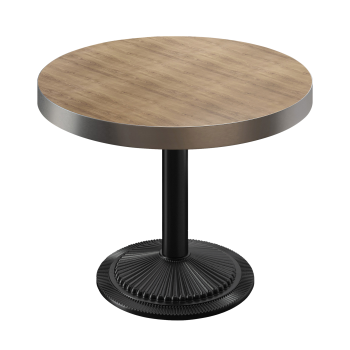 BMX | Stół bistro | Ø 70 x 81 cm | Okrągły | Stal nierdzewna | Dąb / Czarny