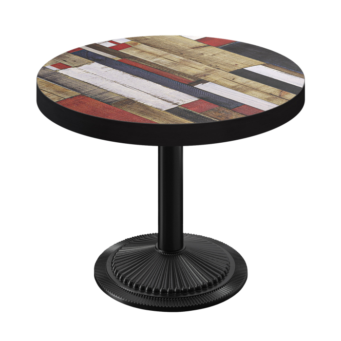 BMX | Bistrobord | Ø 70 x 81 cm | Rund | Svart kant | Vintage Färgglad / Svart