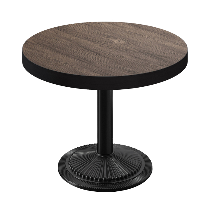 BMX | Bistro Tisch | Ø 80 x 81 cm | Rund | Schwarzer Rand | Light Wenge / Schwarz