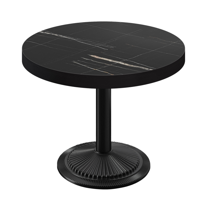 BMX | Tavolo Bistro | Ø 80 x 81 cm | Rotondo | Bordo Nero | Marmo Nero / Nero
