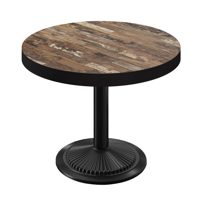 BMX | Tavolo Bistro | Ø 80 x 81 cm | Rotondo | Bordo Nero | Vintage Old / Nero