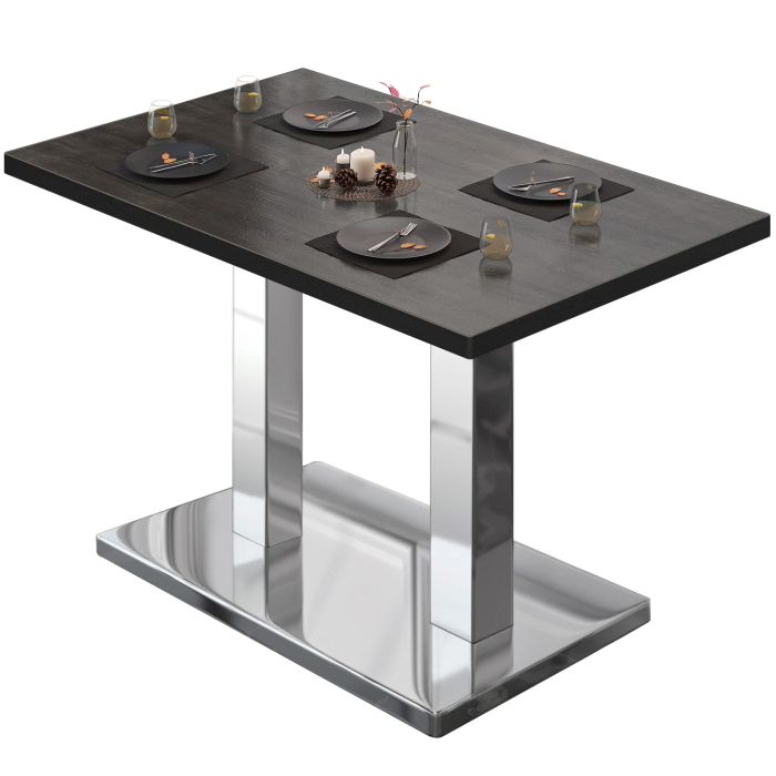 MBM | Bistrobord | 120 x 70 x 74,5 cm | Melamin | Wenge / Rostfritt stål