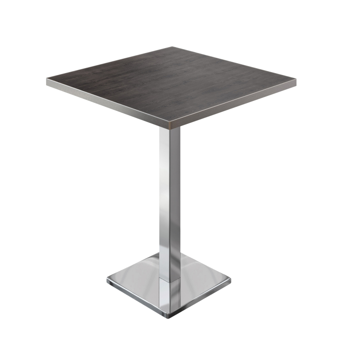 BM | Bistro Stół wysoki | 60 x 60 x 108 cm | Kwadratowy | Stal nierdzewna krawędź | Wenge / Stal nierdzewna
