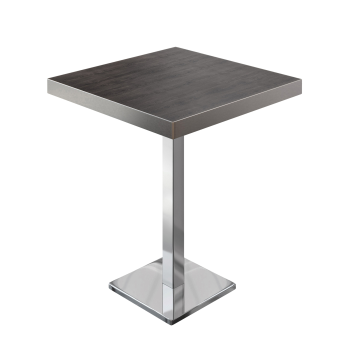BM | Bistro Stół Wysoki | 60 x 60 x 110 cm | Kwadratowy | Stal nierdzewna Krawędź | Wenge / Stal nierdzewna