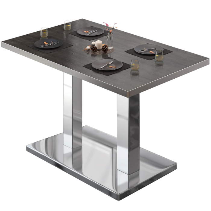 BM | Bistrotisch | B:T:H 120 x 70 x 75 cm | Wenge / Edelstahl | Rechteckig | Edelstahl Rand