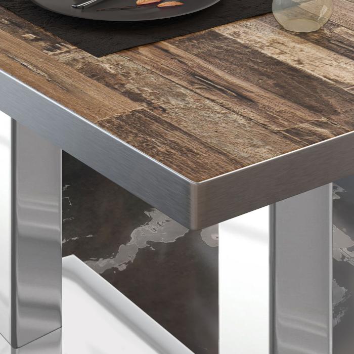 BM | Bistro salongbord | B:D:H 120 x 70 x 41 cm | Vintage gammelt / rustfritt stål BM | Bistro salongbord | B:D:H 120 x 70 x 41 cm | Vintage gammelt / rustfritt stål