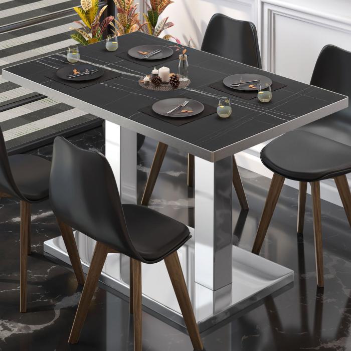 BM | Bistrobord | B:D:H 120 x 70 x 75 cm | Svart marmor/rustfritt stål | Rektangulær BM | Bistrobord | B:D:H 120 x 70 x 75 cm | Svart marmor/rustfritt stål | Rektangulær