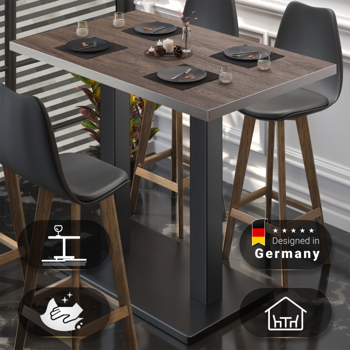 BM | Bistro Steintabell | 110 x 60 x 108 cm | Rektangulær | Rustfritt stål kant | Lys Wenge / Svart