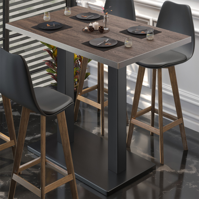 BM | Bistro Steintabell | 110 x 60 x 108 cm | Rektangulær | Rustfritt stål kant | Lys Wenge / Svart