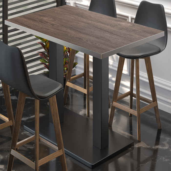 BM | Bistro Steintabell | 110 x 60 x 108 cm | Rektangulær | Rustfritt stål kant | Lys Wenge / Svart