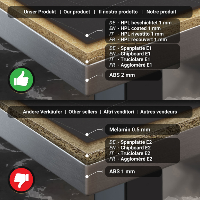 BM | Bistro Steht bord | 110 x 60 x 108 cm | Rektangulær | Rustfritt stål kant | Svart marmor / Svart BM | Bistro Steht bord | 110 x 60 x 108 cm | Rektangulær | Rustfritt stål kant | Svart marmor / Svart