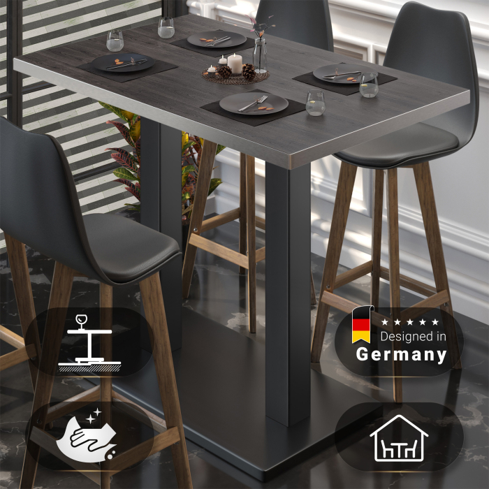 BM | Bistro Stehtabell | 110 x 60 x 108 cm | Rektangulær | Rustfritt stål kant | Wenge / Svart BM | Bistro Stehtabell | 110 x 60 x 108 cm | Rektangulær | Rustfritt stål kant | Wenge / Svart