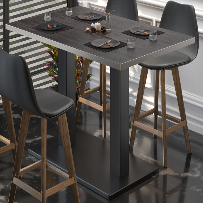 BM | Bistro Stehtabell | 110 x 60 x 108 cm | Rektangulær | Rustfritt stål kant | Wenge / Svart BM | Bistro Stehtabell | 110 x 60 x 108 cm | Rektangulær | Rustfritt stål kant | Wenge / Svart