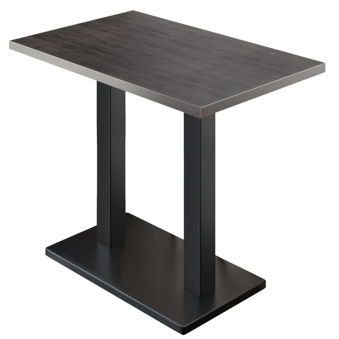 BM | Bistro Stehtisch | 130 x 80 x 108 cm | Rechteckig | Edelstahl Rand | Wenge / Schwarz