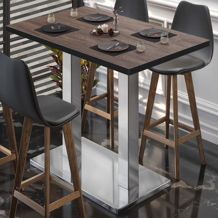 BM | Bistro Stehtabell | 110 x 60 x 108 cm | Rektangulær | Svart kant | Lys Wenge / Rustfritt stål BM | Bistro Stehtabell | 110 x 60 x 108 cm | Rektangulær | Svart kant | Lys Wenge / Rustfritt stål