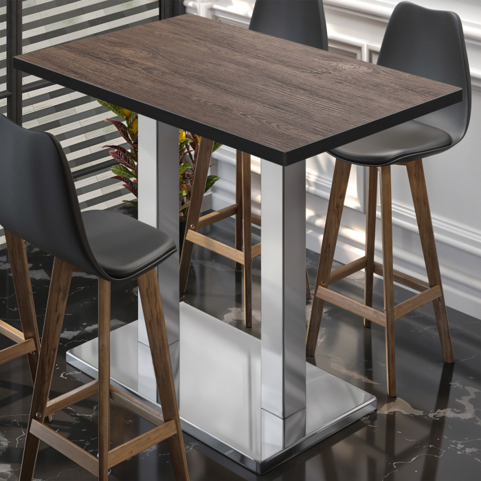 BM | Bistro Stehtabell | 110 x 60 x 108 cm | Rektangulær | Svart kant | Lys Wenge / Rustfritt stål BM | Bistro Stehtabell | 110 x 60 x 108 cm | Rektangulær | Svart kant | Lys Wenge / Rustfritt stål