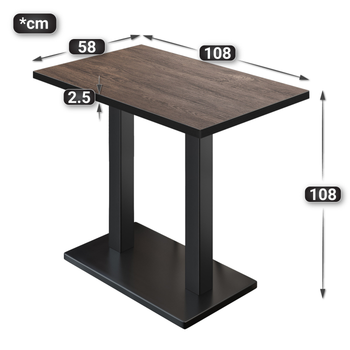 BM | Bistro Stehtisch | 110 x 60 x 108 cm | Rektangulær | Svart kant | Lys Wenge / Svart BM | Bistro Stehtisch | 110 x 60 x 108 cm | Rektangulær | Svart kant | Lys Wenge / Svart