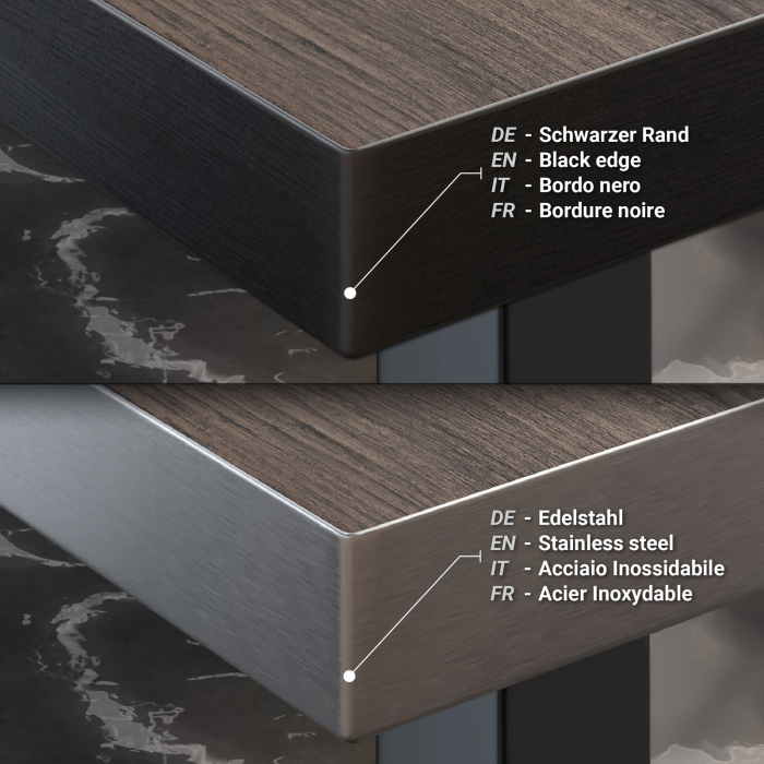 BM | Bistro Stehtisch | 110 x 60 x 108 cm | Rektangulær | Svart kant | Lys Wenge / Svart BM | Bistro Stehtisch | 110 x 60 x 108 cm | Rektangulær | Svart kant | Lys Wenge / Svart