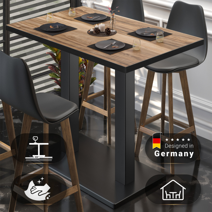 BM | Bistro Stehbord | 110 x 60 x 108 cm | Rektangulær | Svart kant | Sheesham / Svart BM | Bistro Stehbord | 110 x 60 x 108 cm | Rektangulær | Svart kant | Sheesham / Svart