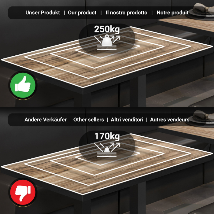 BM | Bistro Stehbord | 110 x 60 x 108 cm | Rektangulær | Svart kant | Sheesham / Svart BM | Bistro Stehbord | 110 x 60 x 108 cm | Rektangulær | Svart kant | Sheesham / Svart