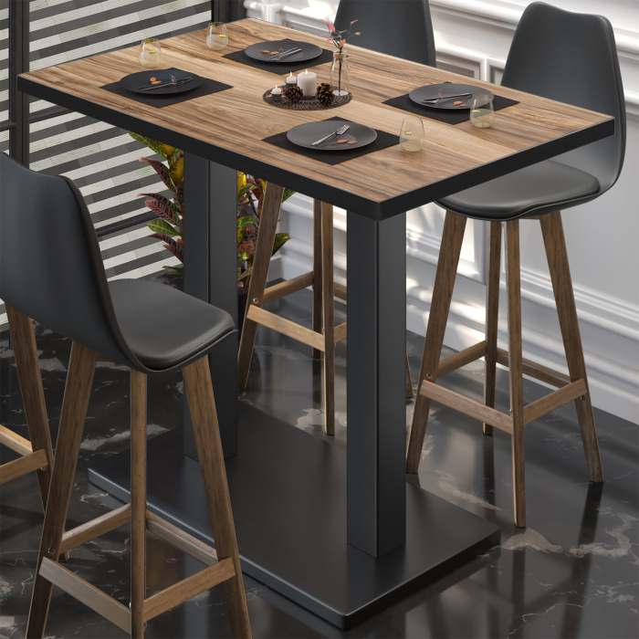BM | Bistro Stehbord | 110 x 60 x 108 cm | Rektangulær | Svart kant | Sheesham / Svart BM | Bistro Stehbord | 110 x 60 x 108 cm | Rektangulær | Svart kant | Sheesham / Svart