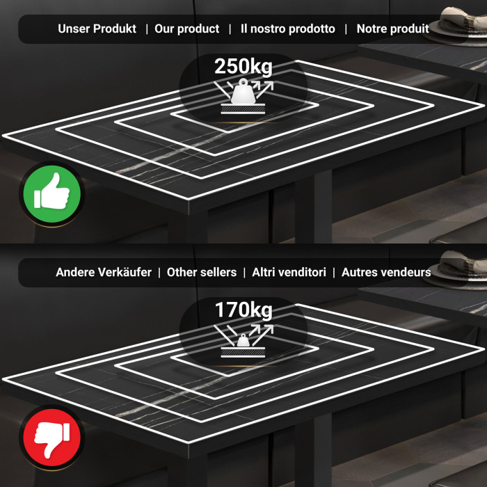 BM | Bistro Stehtisch | 110 x 60 x 108 cm | Rektangulær | Svart kant | Svart marmor / Svart BM | Bistro Stehtisch | 110 x 60 x 108 cm | Rektangulær | Svart kant | Svart marmor / Svart