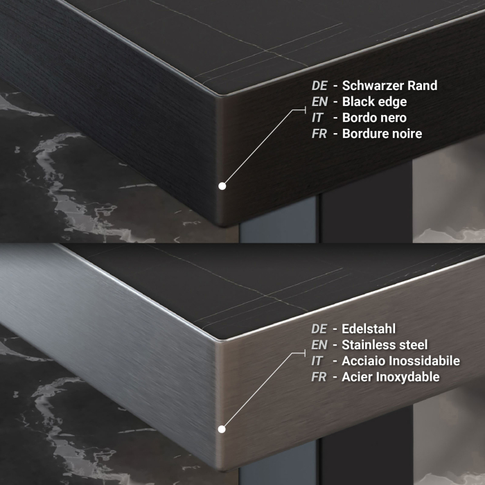 BM | Bistro Stehtisch | 110 x 60 x 108 cm | Rektangulær | Svart kant | Svart marmor / Svart BM | Bistro Stehtisch | 110 x 60 x 108 cm | Rektangulær | Svart kant | Svart marmor / Svart