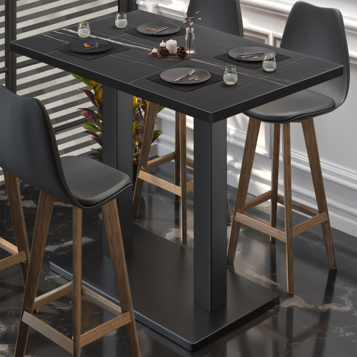 BM | Bistro Stehtisch | 110 x 60 x 108 cm | Rektangulær | Svart kant | Svart marmor / Svart BM | Bistro Stehtisch | 110 x 60 x 108 cm | Rektangulær | Svart kant | Svart marmor / Svart