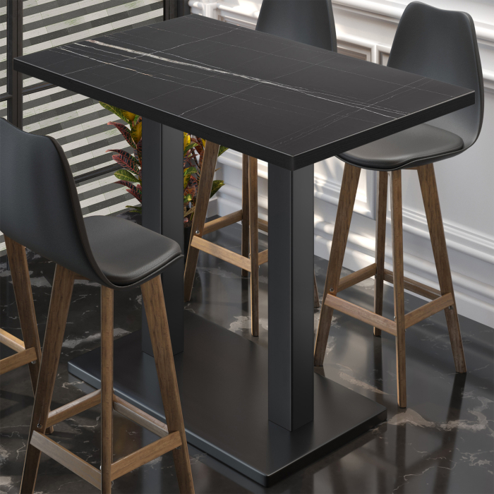 BM | Bistro Stehtisch | 110 x 60 x 108 cm | Rektangulær | Svart kant | Svart marmor / Svart BM | Bistro Stehtisch | 110 x 60 x 108 cm | Rektangulær | Svart kant | Svart marmor / Svart