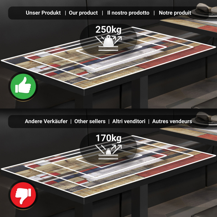 BM | Bistro Høybord | 110 x 60 x 108 cm | Rektangulær | Svart kant | Vintage Fargerik / Svart