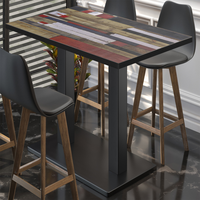 BM | Bistro Høybord | 110 x 60 x 108 cm | Rektangulær | Svart kant | Vintage Fargerik / Svart