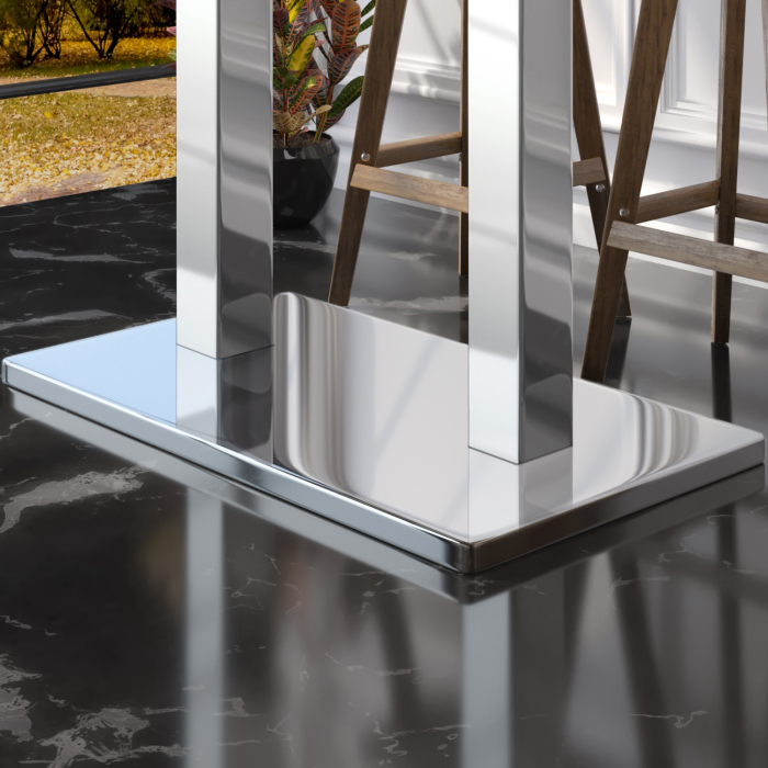 BM | Bistro Stehtbord | 110 x 60 x 108 cm | Rektangulær | Svart kant | Hvit marmor / rustfritt stål