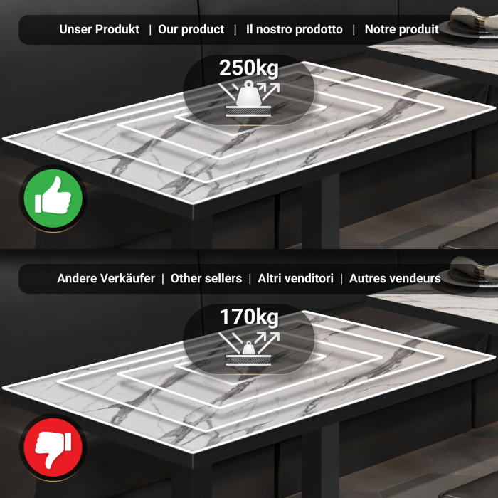BM | Bistro Stehtisch | 110 x 60 x 108 cm | Rektangulær | Svart kant | Hvit marmor / svart BM | Bistro Stehtisch | 110 x 60 x 108 cm | Rektangulær | Svart kant | Hvit marmor / svart
