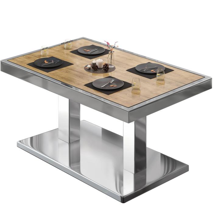 BM | Bistro Loungetisch | B:T:H 120 x 70 x 41 cm | Eiche / Edelstahl