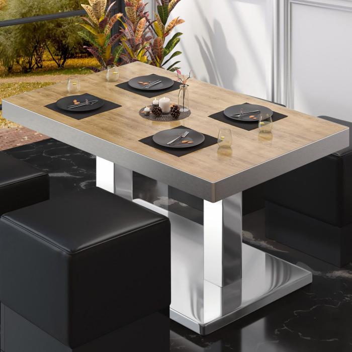 BM | Bistro salongbord | B:D:H 120 x 70 x 41 cm | Eik / rustfritt stål BM | Bistro salongbord | B:D:H 120 x 70 x 41 cm | Eik / rustfritt stål