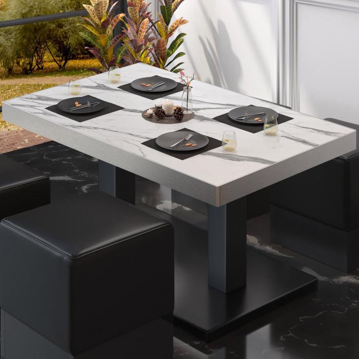 BM | Bistro salongbord | B:D:H 130 x 80 x 41 cm | Hvit marmor/svart BM | Bistro salongbord | B:D:H 130 x 80 x 41 cm | Hvit marmor/svart