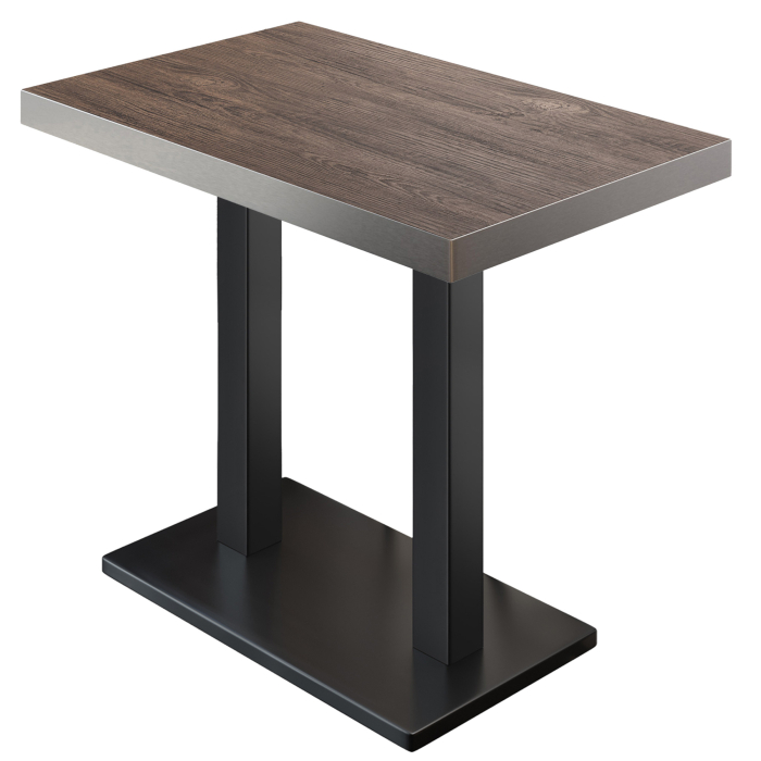 BM | Mesa alta de bistró | 110 x 60 x 110 cm | Rectangular | Biselado de acero inoxidable | Wenge claro / Negro BM | Mesa alta de bistró | 110 x 60 x 110 cm | Rectangular | Biselado de acero inoxidable | Wenge claro / Negro