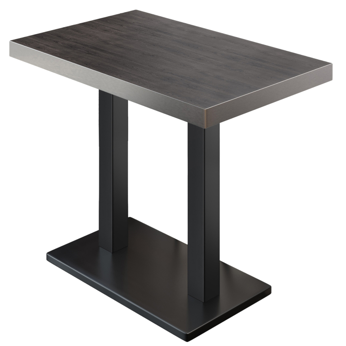 BM | Bistro Stehtisch | 120 x 70 x 110 cm | Rechteckig | Edelstahl Rand | Wenge / Schwarz