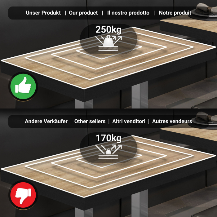 BM | Bistro Stehtbord | 110 x 60 x 110 cm | Rektangulær | Svart kant | Eik / Rustfritt stål BM | Bistro Stehtbord | 110 x 60 x 110 cm | Rektangulær | Svart kant | Eik / Rustfritt stål