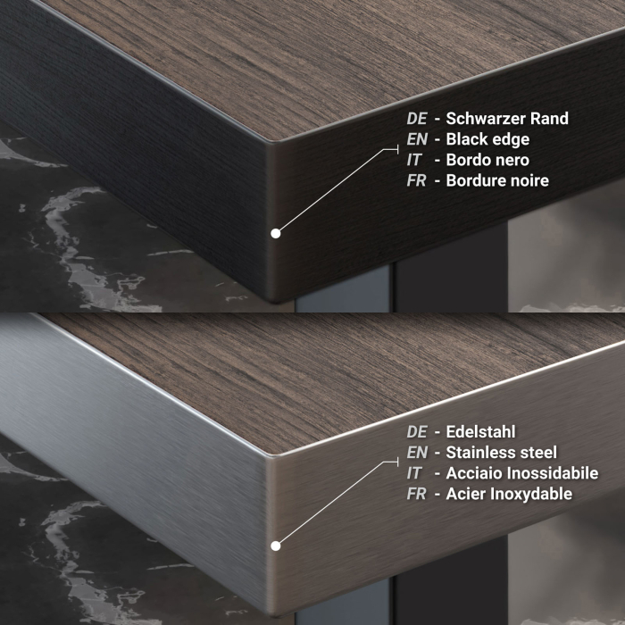 BM | Bistro Stehtisk | 110 x 60 x 110 cm | Rektangulær | Svart kant | Lys Wenge / Svart