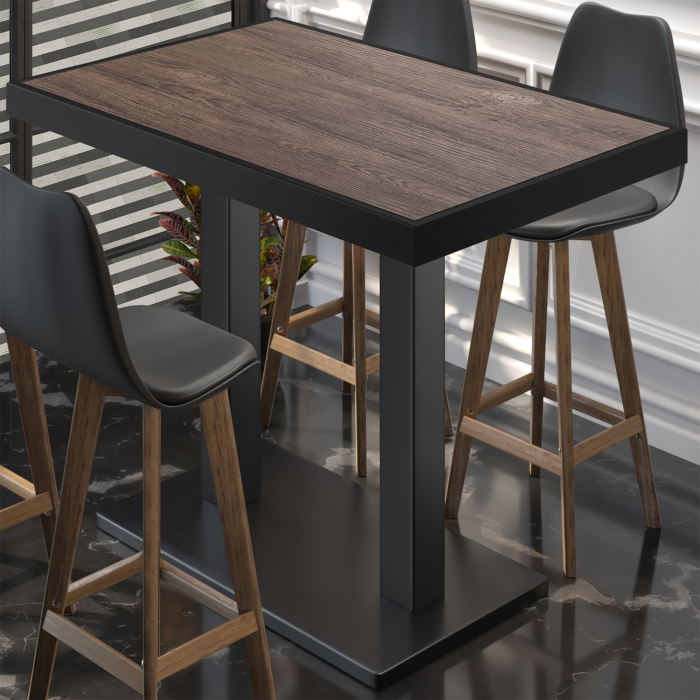 BM | Bistro Stehtisk | 110 x 60 x 110 cm | Rektangulær | Svart kant | Lys Wenge / Svart