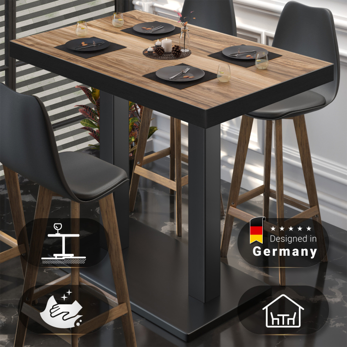 BM | Bistro Steintabell | 110 x 60 x 110 cm | Rektangulær | Svart kant | Sheesham / svart BM | Bistro Steintabell | 110 x 60 x 110 cm | Rektangulær | Svart kant | Sheesham / svart