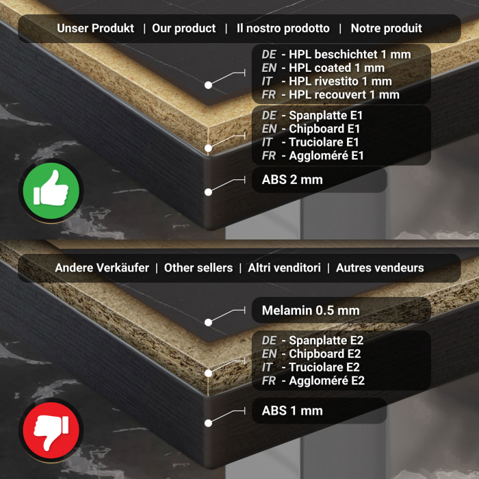 BM | Bistro Stehtisch | 110 x 60 x 110 cm | Rektangulær | Svart kant | Svart Marmor / Rustfritt Stål BM | Bistro Stehtisch | 110 x 60 x 110 cm | Rektangulær | Svart kant | Svart Marmor / Rustfritt Stål
