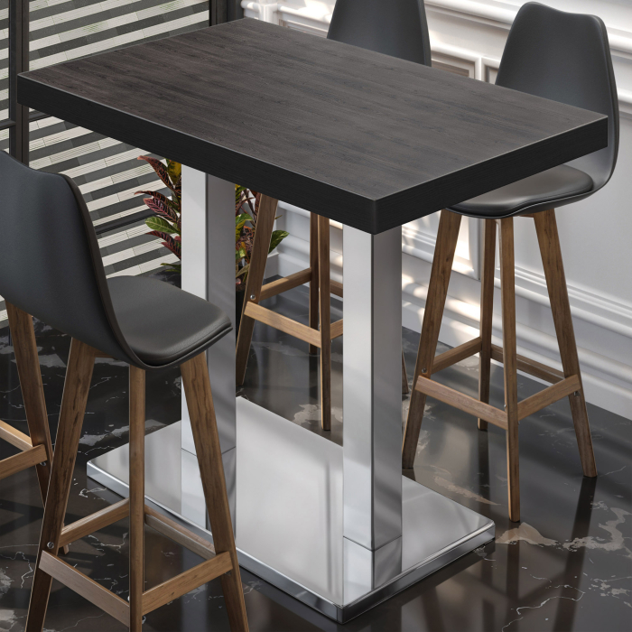 BM | Bistro Steh bord | 110 x 60 x 110 cm | Rektangulær | Svart kant | Wenge / Rustfritt stål