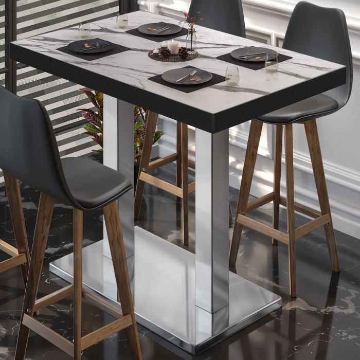BM | Bistro Stehtavle | 110 x 60 x 110 cm | Rektangulær | Svart kant | Hvit marmor / Rustfritt stål BM | Bistro Stehtavle | 110 x 60 x 110 cm | Rektangulær | Svart kant | Hvit marmor / Rustfritt stål