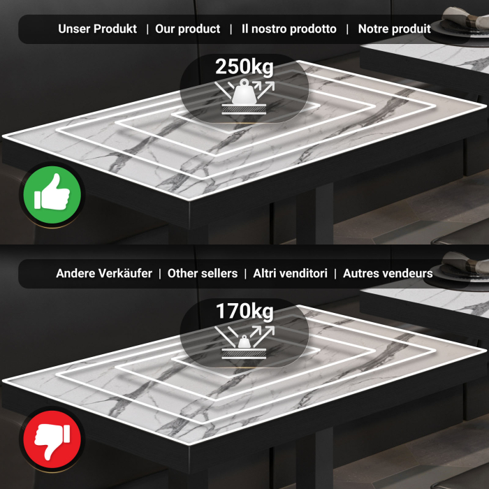 BM | Bistro Stehtisch | 110 x 60 x 110 cm | Rektangulær | Svart kant | Hvit marmor / Svart BM | Bistro Stehtisch | 110 x 60 x 110 cm | Rektangulær | Svart kant | Hvit marmor / Svart