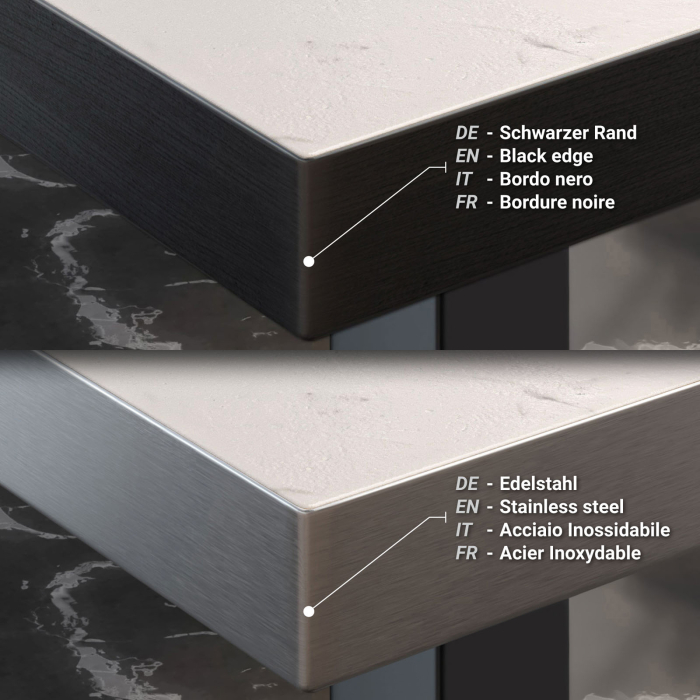 BM | Bistro Stehtisch | 110 x 60 x 110 cm | Rektangulær | Svart kant | Hvit marmor / Svart BM | Bistro Stehtisch | 110 x 60 x 110 cm | Rektangulær | Svart kant | Hvit marmor / Svart