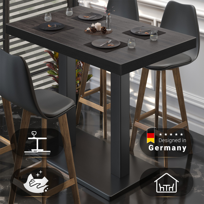 BM | Bistro Stehtisk | 120 x 70 x 110 cm | Rektangulær | Svart kant | Wenge / Svart BM | Bistro Stehtisk | 120 x 70 x 110 cm | Rektangulær | Svart kant | Wenge / Svart