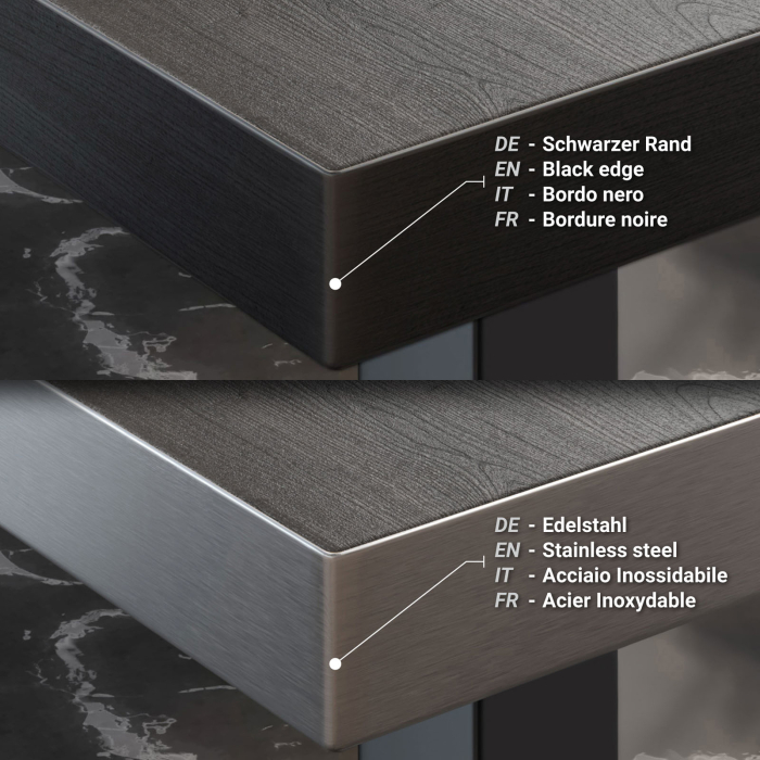 BM | Bistro Stehtisk | 120 x 70 x 110 cm | Rektangulær | Svart kant | Wenge / Svart BM | Bistro Stehtisk | 120 x 70 x 110 cm | Rektangulær | Svart kant | Wenge / Svart