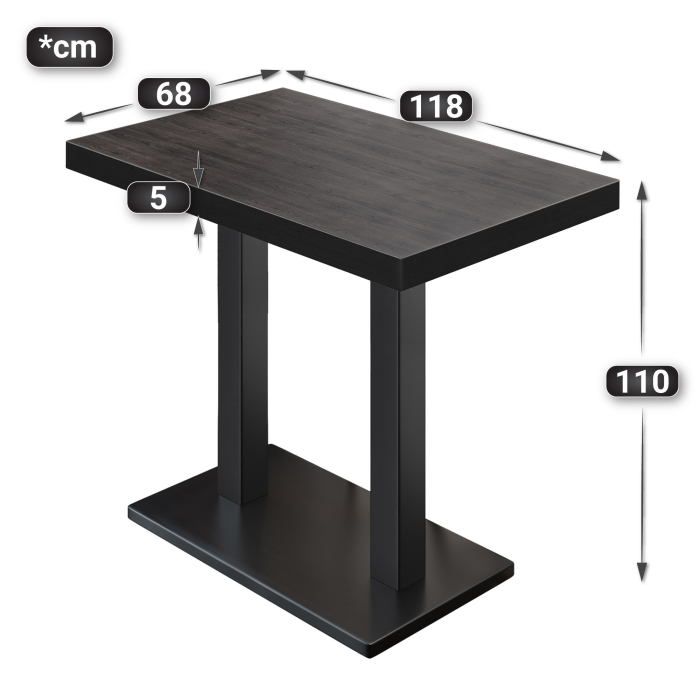 BM | Bistro Stehtisk | 120 x 70 x 110 cm | Rektangulær | Svart kant | Wenge / Svart BM | Bistro Stehtisk | 120 x 70 x 110 cm | Rektangulær | Svart kant | Wenge / Svart